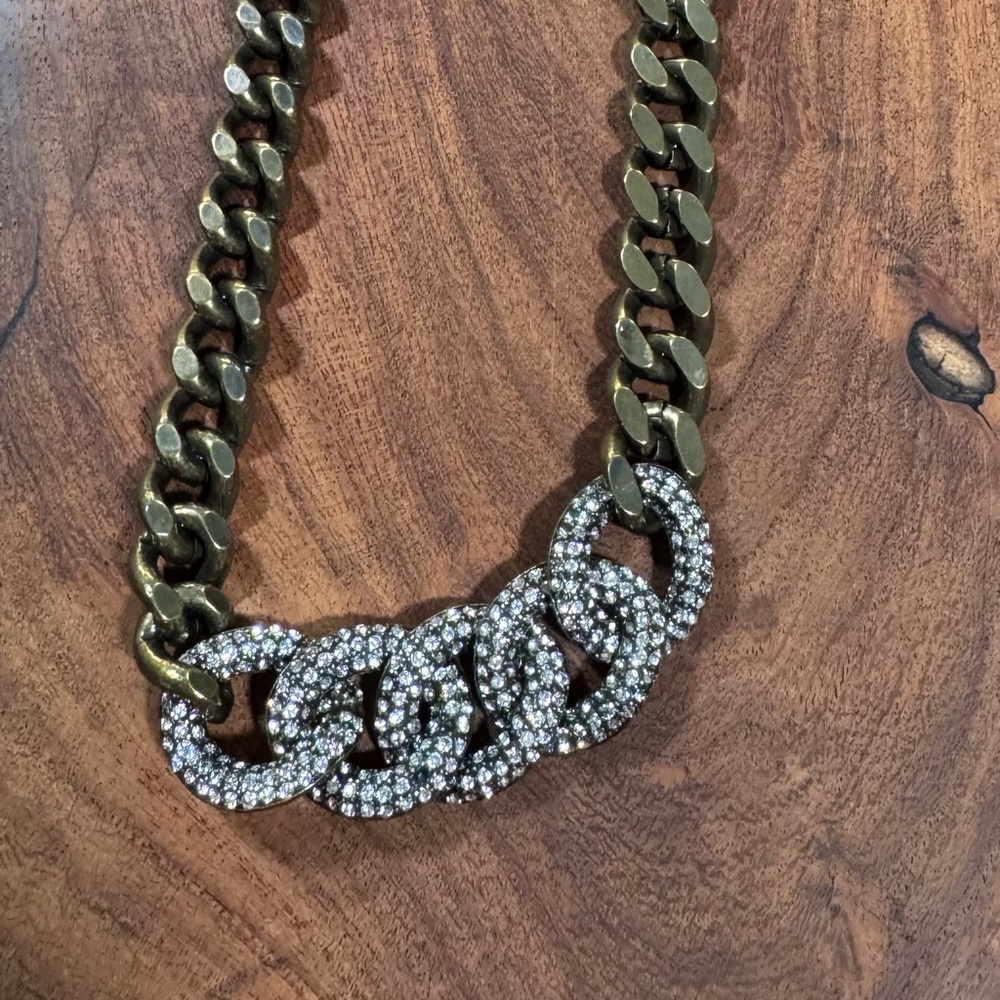 Silpada Chunky brass Chain Necklace with Rhinestone accent.